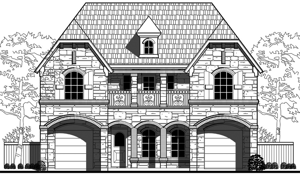 Home Plan Front Elevation of this 4-Bedroom,3552 Sq Ft Plan -195-1088