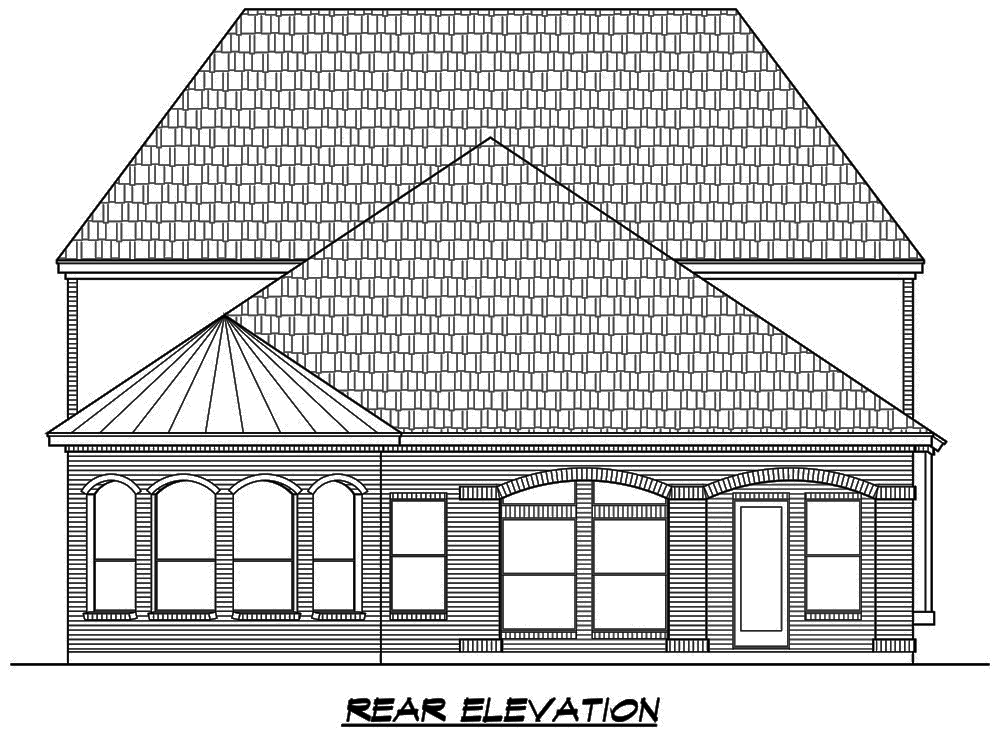 Home Plan Rear Elevation of this 4-Bedroom,3552 Sq Ft Plan -195-1088
