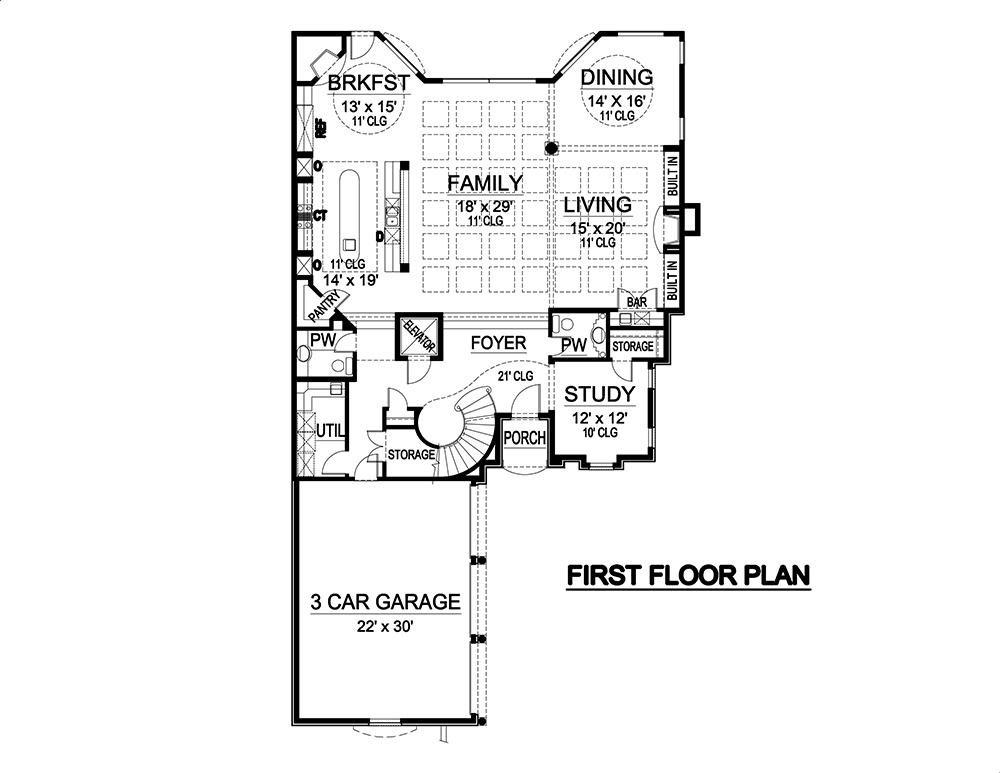 Floor Plan First Story of Mediterranean Plan #195-1089