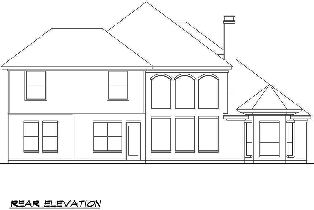 Home Plan Rear Elevation of this 4-Bedroom,3692 Sq Ft Plan -195-1090