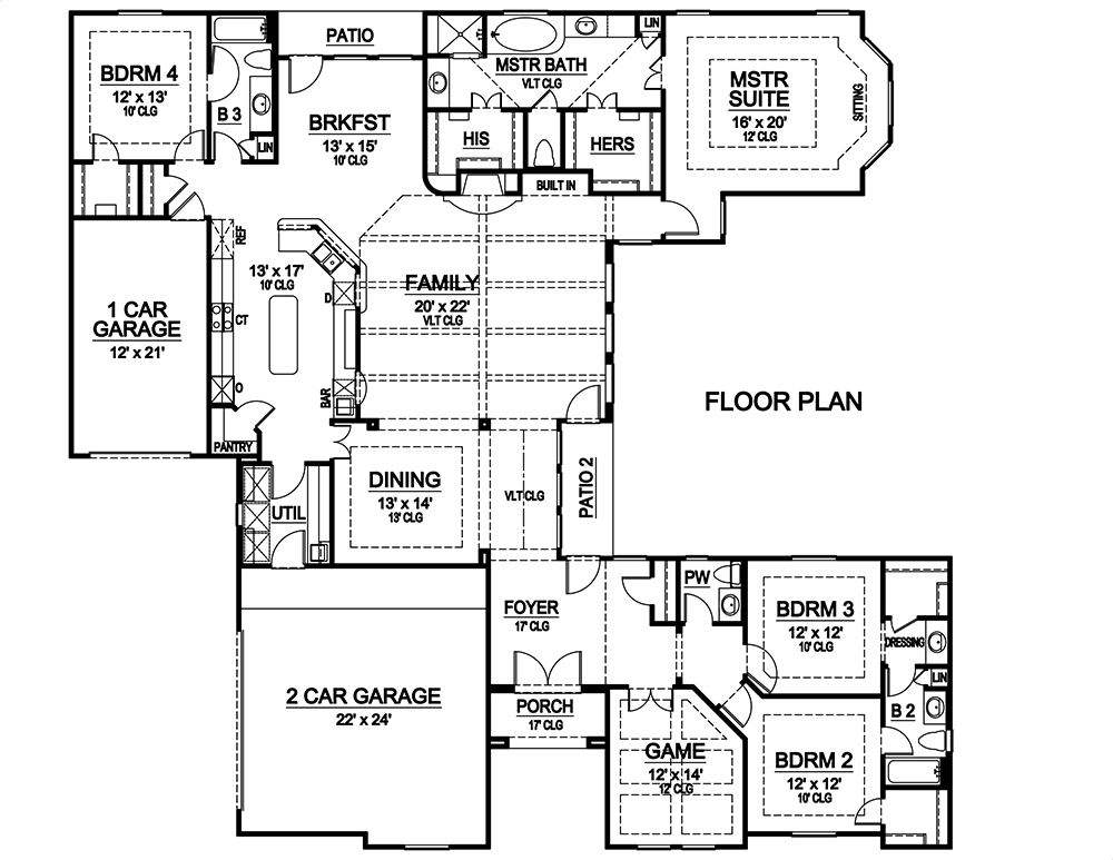 Floor Plan First Story of Mediterranean Plan #195-1091