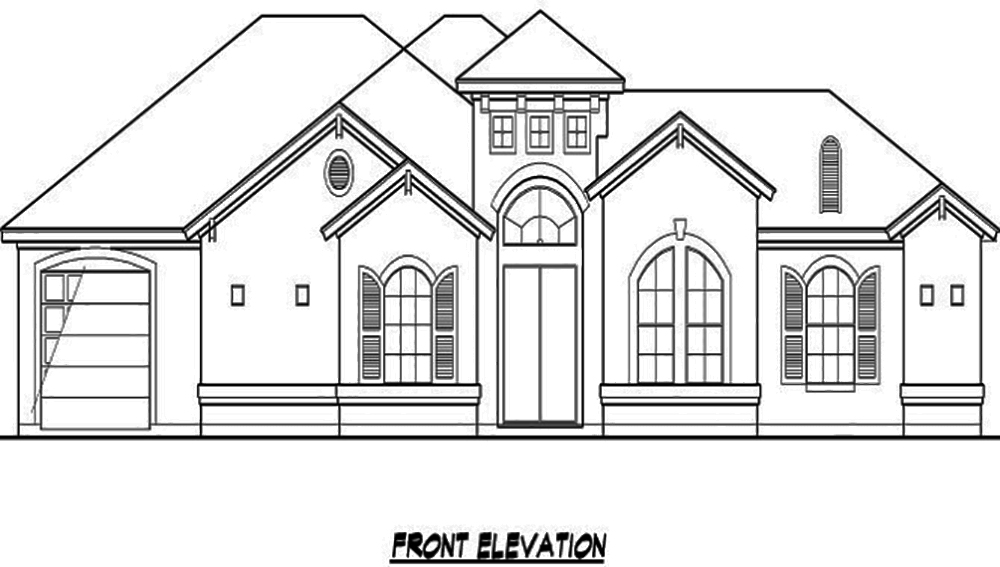 Home Plan Front Elevation of this 4-Bedroom,3260 Sq Ft Plan -195-1091