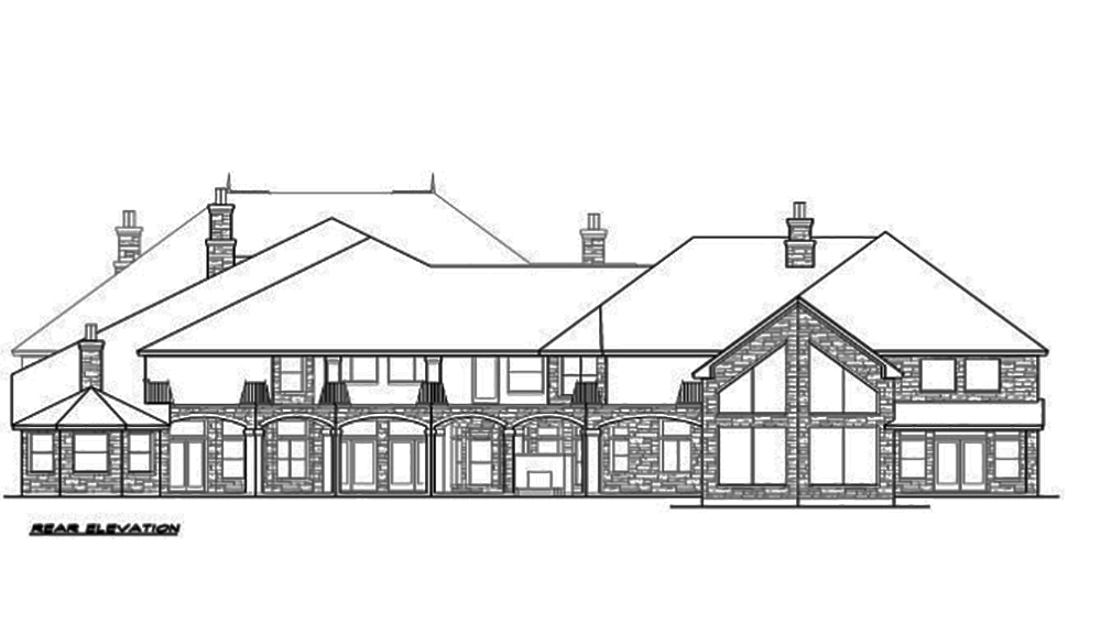 Home Plan Rear Elevation of this 5-Bedroom,12268 Sq Ft Plan -195-1094