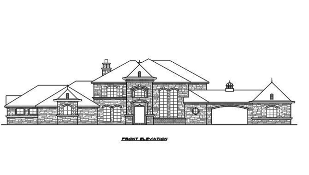 Home Plan Front Elevation of this 5-Bedroom,5462 Sq Ft Plan -195-1096