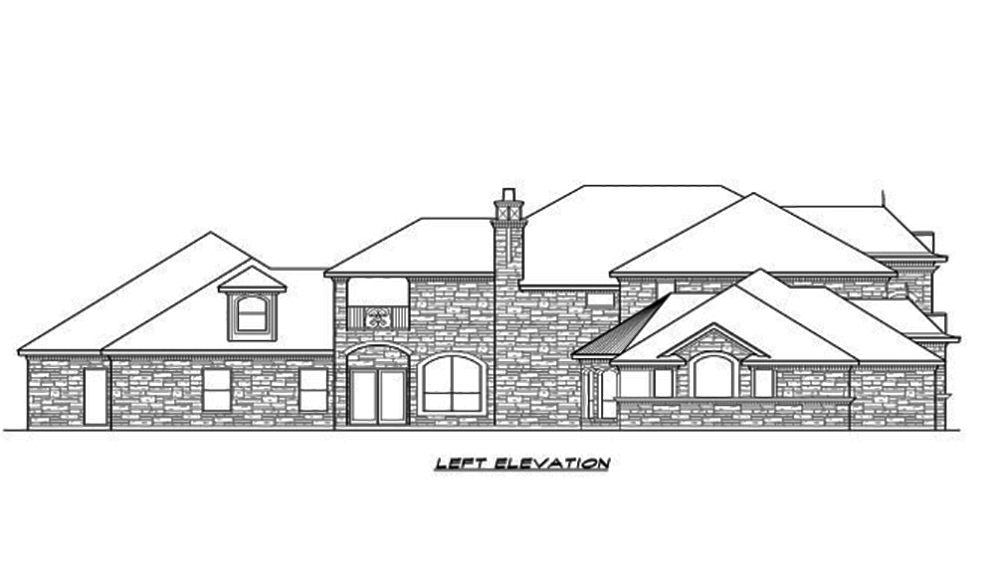 Home Plan Left Elevation of this 5-Bedroom,5462 Sq Ft Plan -195-1096