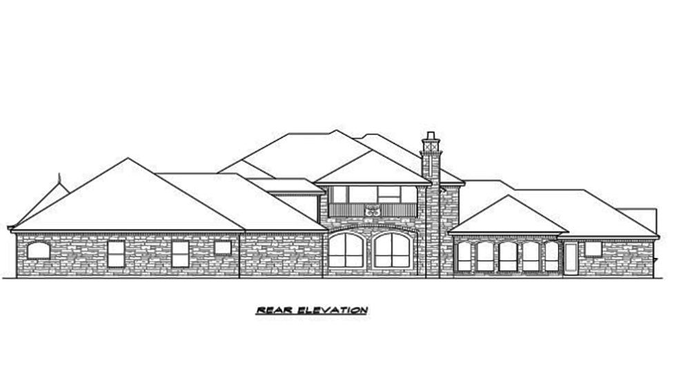 Home Plan Rear Elevation of this 5-Bedroom,5462 Sq Ft Plan -195-1096