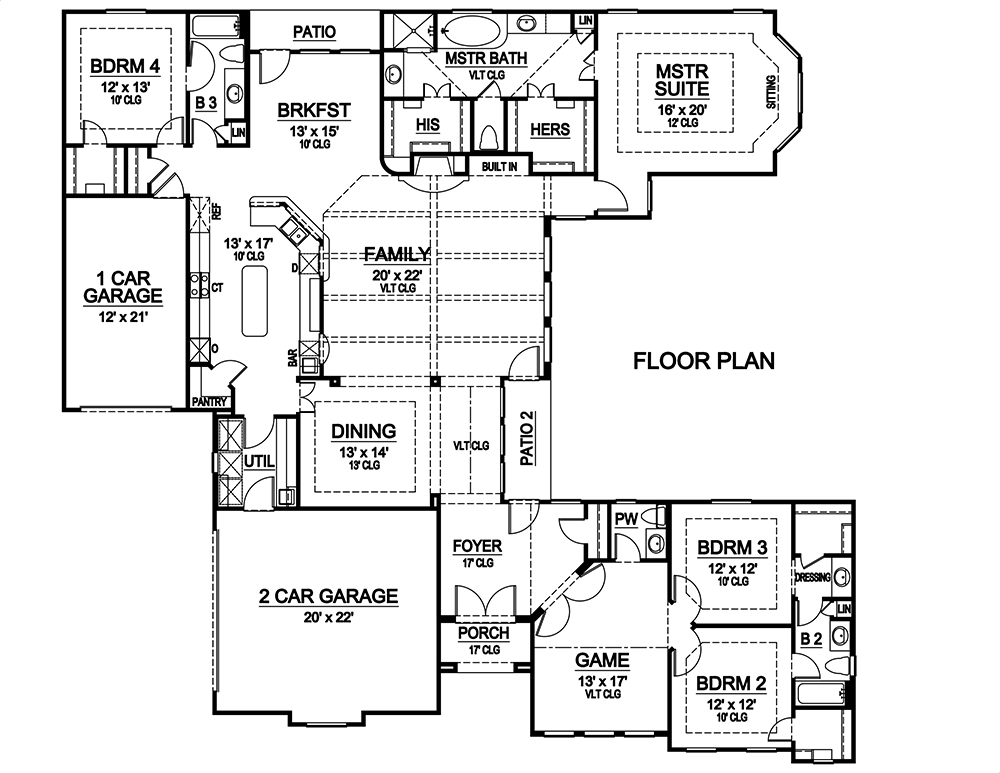 Floor Plan First Story of Georgian Plan #195-1098