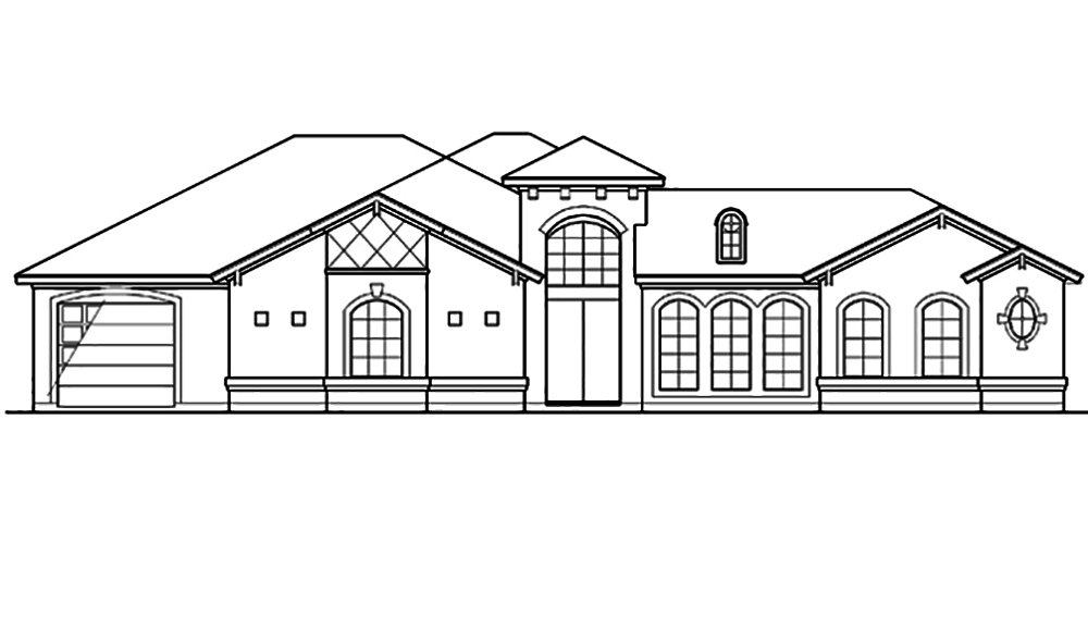 Home Plan Front Elevation of this 4-Bedroom,3242 Sq Ft Plan -195-1098