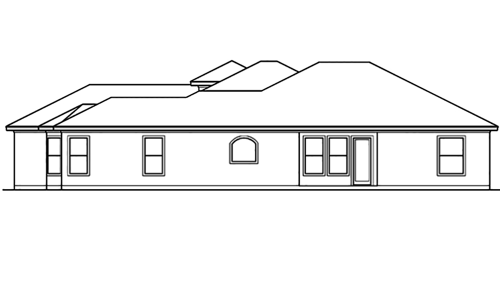 Home Plan Rear Elevation of this 4-Bedroom,3242 Sq Ft Plan -195-1098