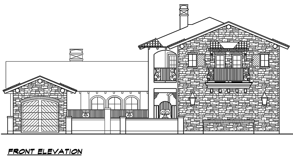 Home Plan Front Elevation of this 4-Bedroom,3671 Sq Ft Plan -195-1099