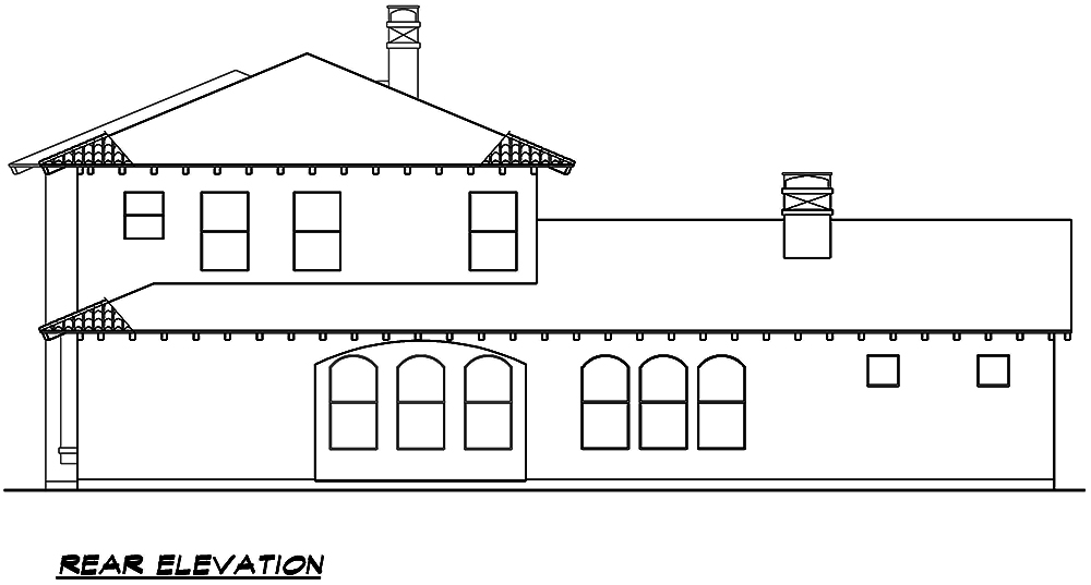 Home Plan Rear Elevation of this 4-Bedroom,3671 Sq Ft Plan -195-1099