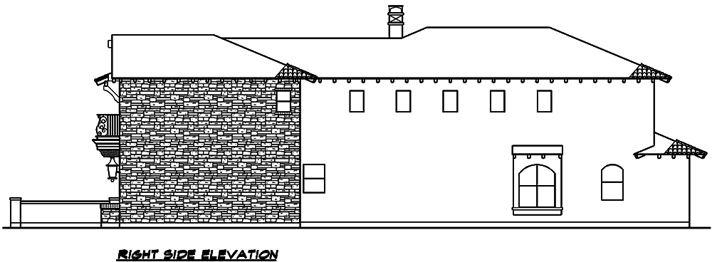 Home Plan Right Elevation of this 4-Bedroom,3671 Sq Ft Plan -195-1099