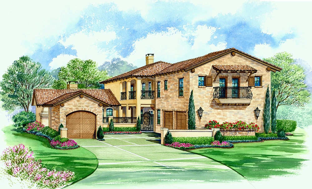 Front elevation of Georgian home (ThePlanCollection: House Plan #195-1099)