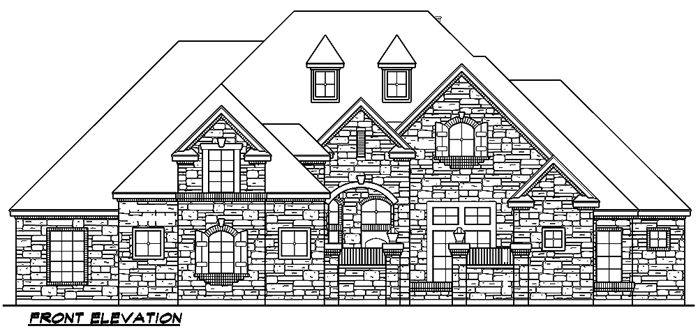 Home Plan Front Elevation of this 4-Bedroom,3774 Sq Ft Plan -195-1102