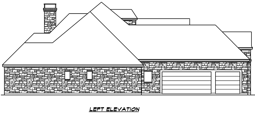 Home Plan Left Elevation of this 4-Bedroom,3774 Sq Ft Plan -195-1102