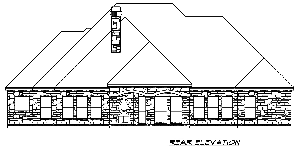 Home Plan Rear Elevation of this 4-Bedroom,3774 Sq Ft Plan -195-1102