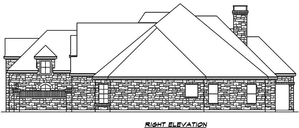 Home Plan Right Elevation of this 4-Bedroom,3774 Sq Ft Plan -195-1102