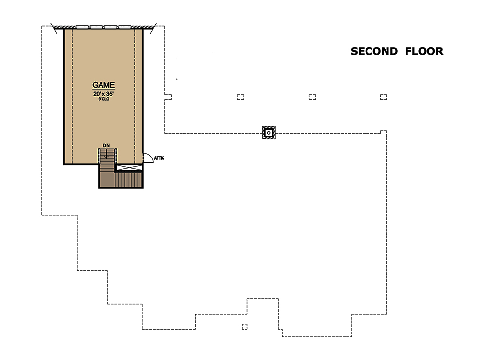 Floor Plan Second Story of Tudor Plan #195-1103