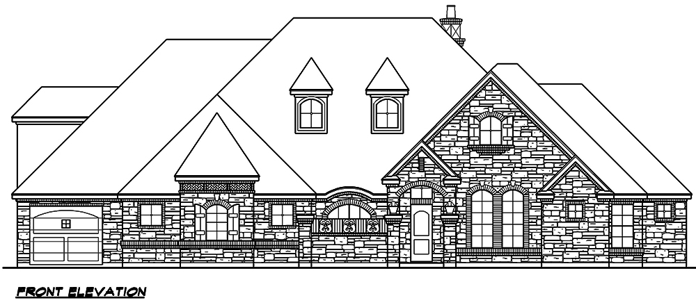 Home Plan Front Elevation of this 5-Bedroom,4775 Sq Ft Plan -195-1105