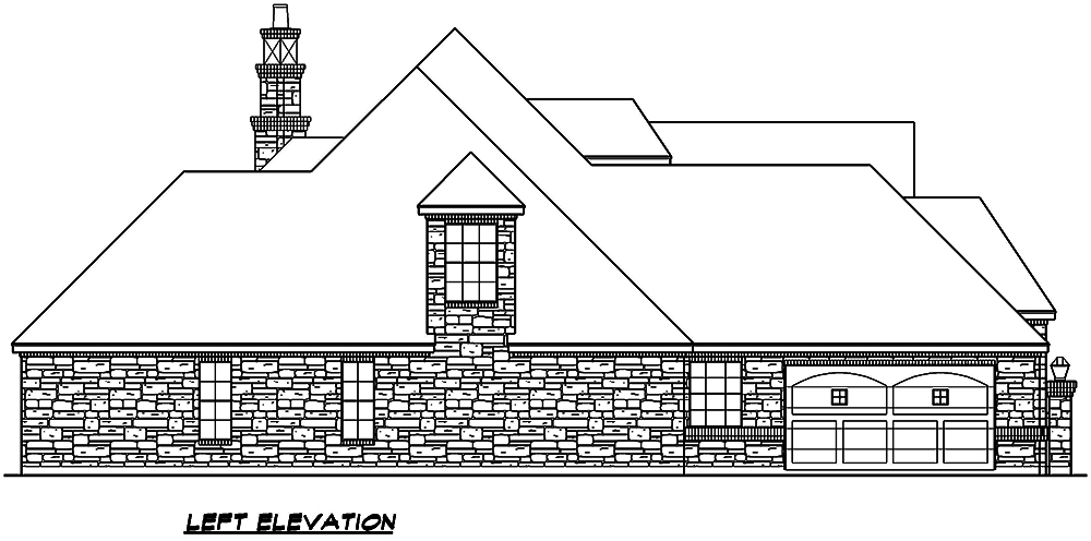 Home Plan Left Elevation of this 5-Bedroom,4775 Sq Ft Plan -195-1105