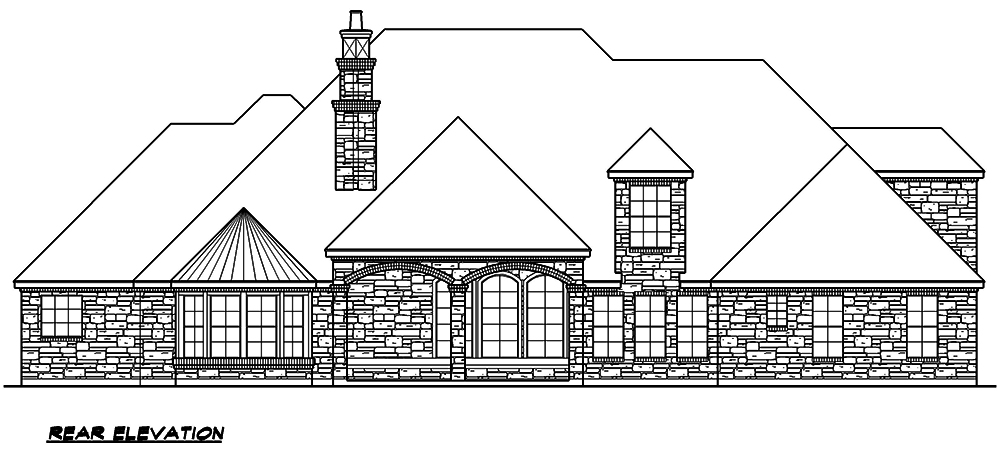 Home Plan Rear Elevation of this 5-Bedroom,4775 Sq Ft Plan -195-1105