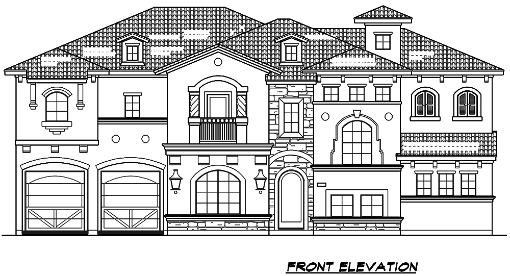 Home Plan Front Elevation of this 4-Bedroom,4319 Sq Ft Plan -195-1106