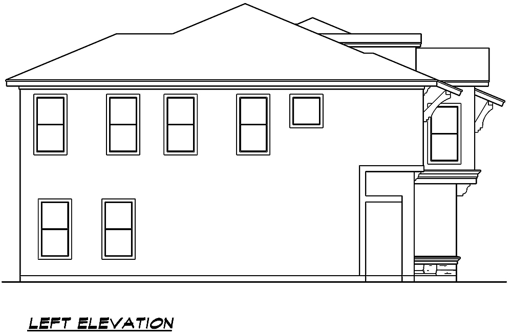 Home Plan Left Elevation of this 4-Bedroom,4319 Sq Ft Plan -195-1106