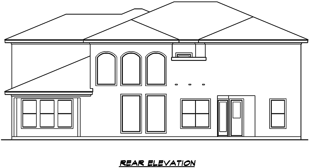 Home Plan Rear Elevation of this 4-Bedroom,4319 Sq Ft Plan -195-1106