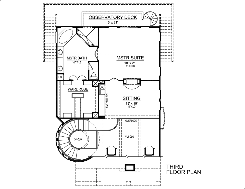 Floor Plan Third Story of Georgian Plan #195-1107