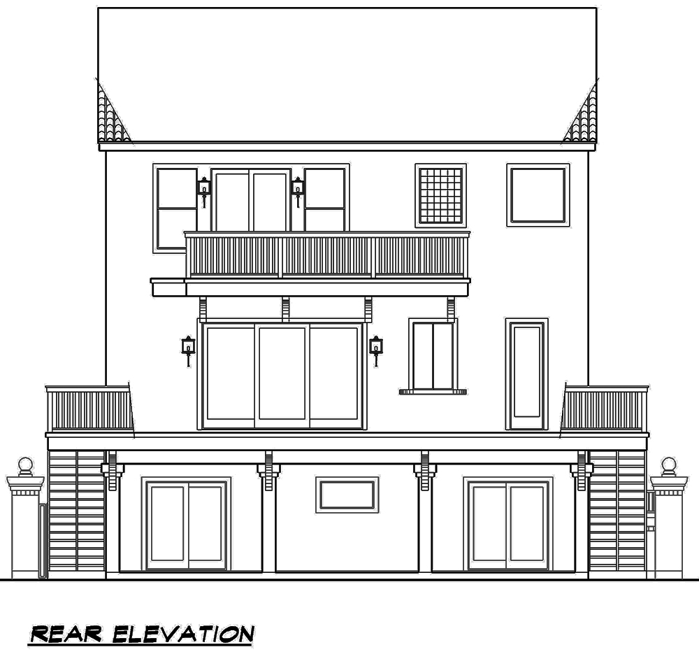 Home Plan Rear Elevation of this 3-Bedroom,3596 Sq Ft Plan -195-1107