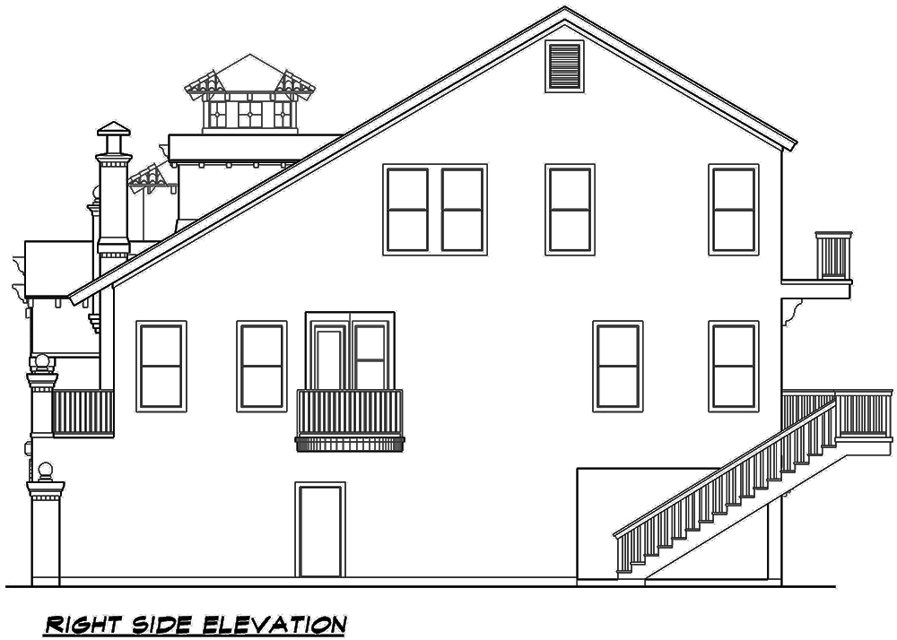 Home Plan Right Elevation of this 3-Bedroom,3596 Sq Ft Plan -195-1107