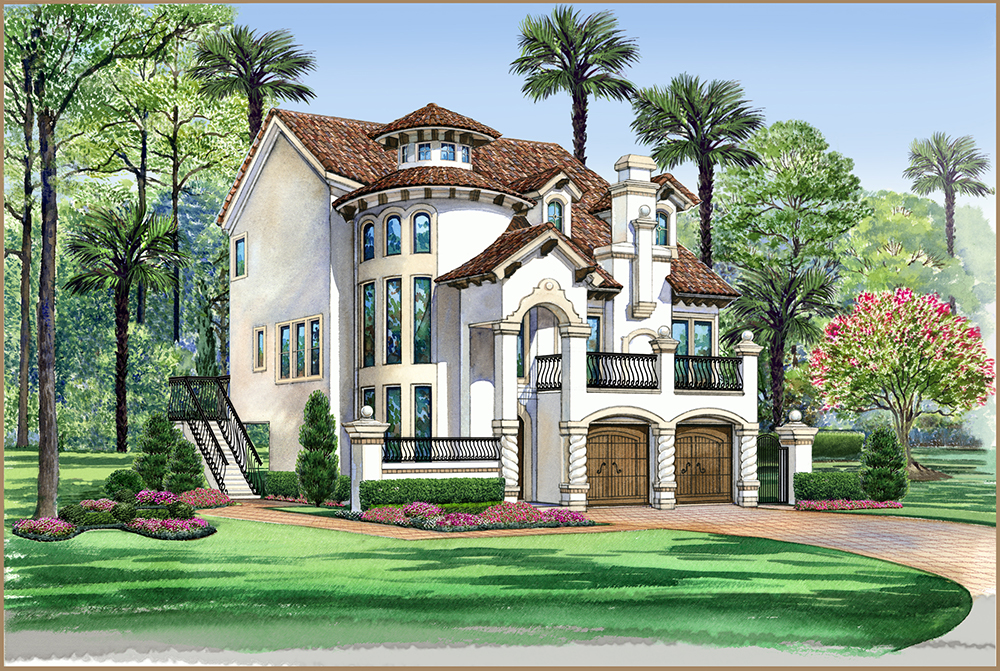 Front elevation of Georgian home (ThePlanCollection: House Plan #195-1107)
