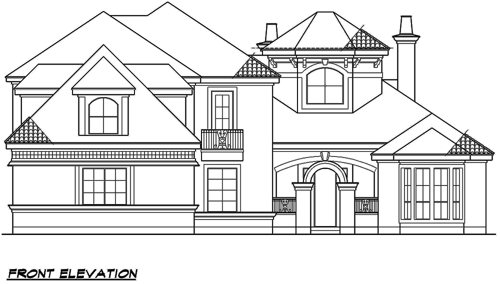 Home Plan Front Elevation of this 3-Bedroom,3689 Sq Ft Plan -195-1108