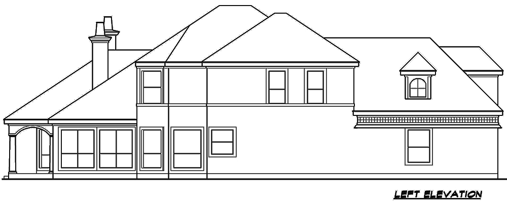 Home Plan Left Elevation of this 3-Bedroom,3689 Sq Ft Plan -195-1108
