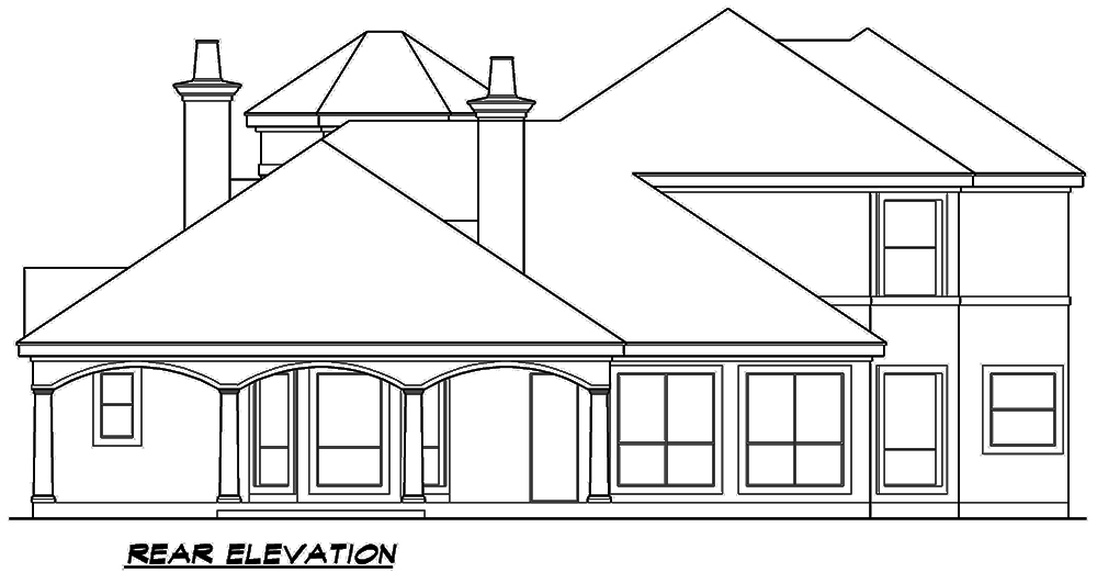 Home Plan Rear Elevation of this 3-Bedroom,3689 Sq Ft Plan -195-1108