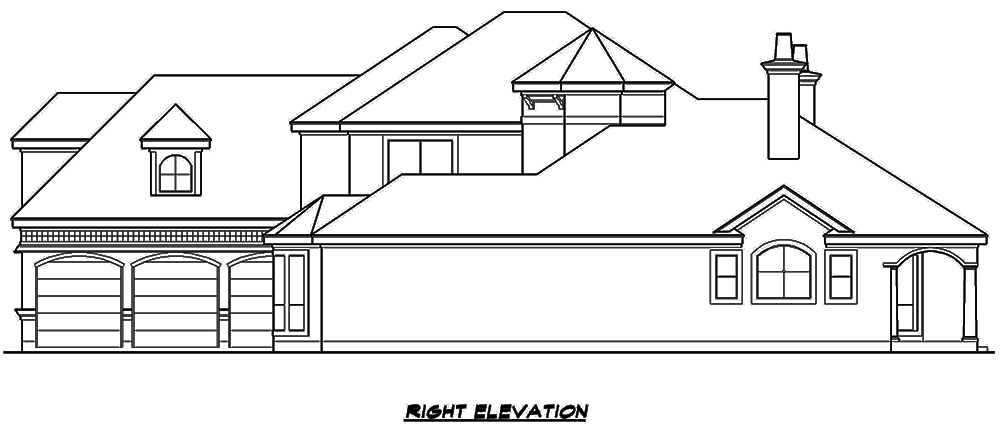 Home Plan Right Elevation of this 3-Bedroom,3689 Sq Ft Plan -195-1108