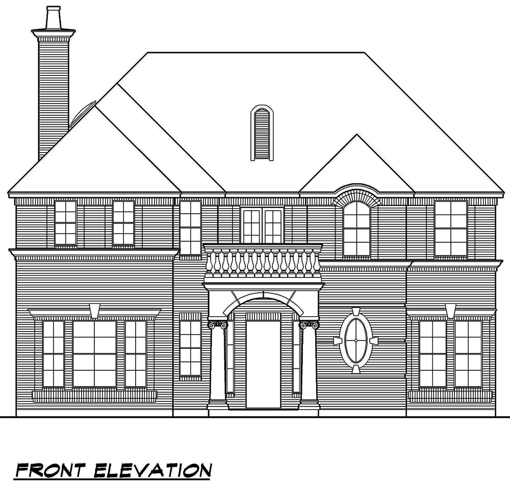 Home Plan Front Elevation of this 4-Bedroom,3254 Sq Ft Plan -195-1109