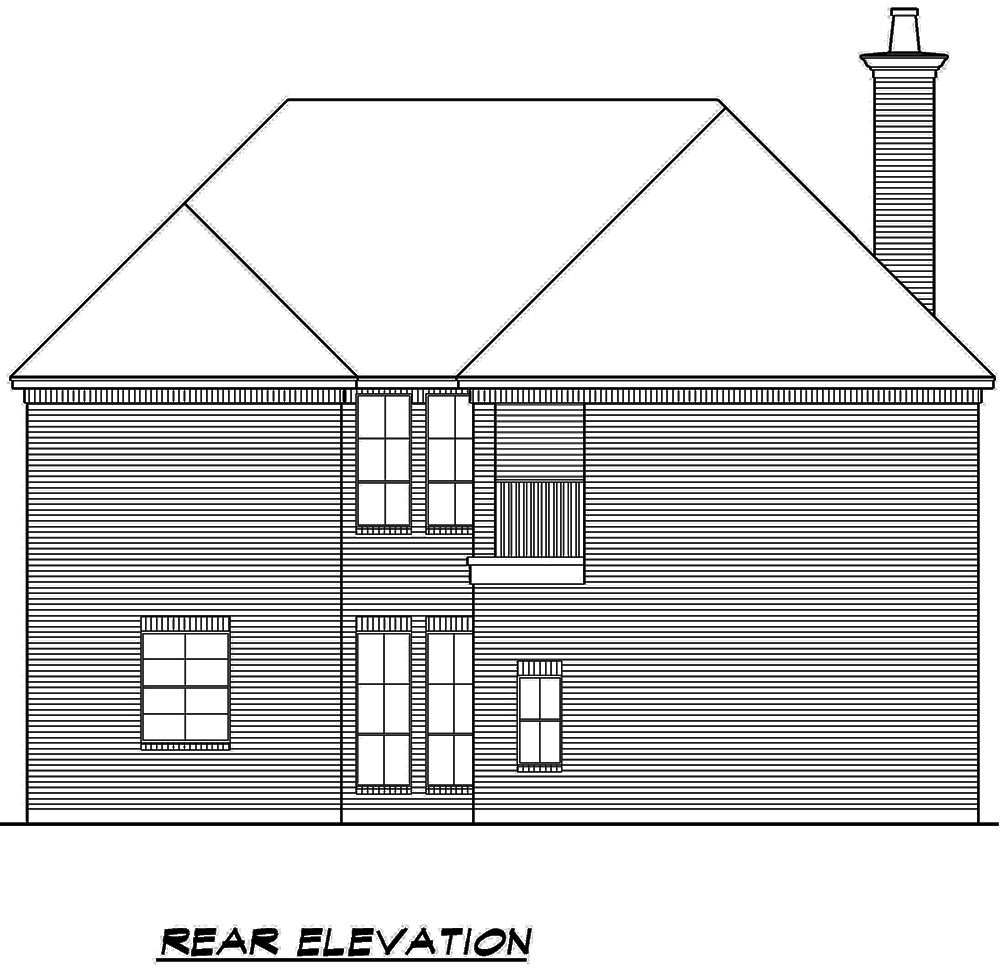 Home Plan Rear Elevation of this 4-Bedroom,3254 Sq Ft Plan -195-1109