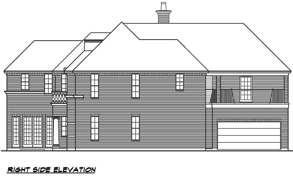 Home Plan Right Elevation of this 4-Bedroom,3254 Sq Ft Plan -195-1109