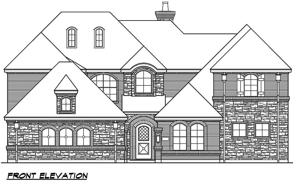 Home Plan Front Elevation of this 4-Bedroom,4117 Sq Ft Plan -195-1111
