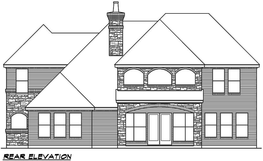Home Plan Rear Elevation of this 4-Bedroom,4117 Sq Ft Plan -195-1111