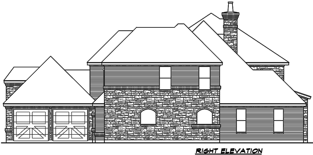 Home Plan Right Elevation of this 4-Bedroom,4117 Sq Ft Plan -195-1111