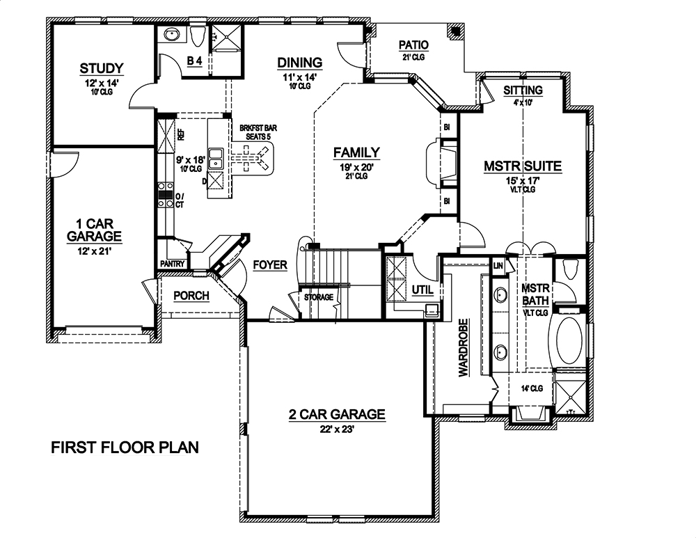 Floor Plan First Story of Georgian Plan #195-1112