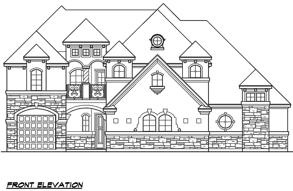 Home Plan Front Elevation of this 3-Bedroom,3673 Sq Ft Plan -195-1112
