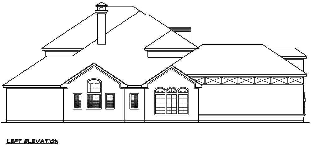 Home Plan Left Elevation of this 3-Bedroom,3953 Sq Ft Plan -195-1114