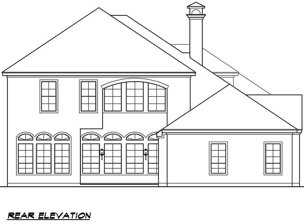 Home Plan Rear Elevation of this 3-Bedroom,3953 Sq Ft Plan -195-1114