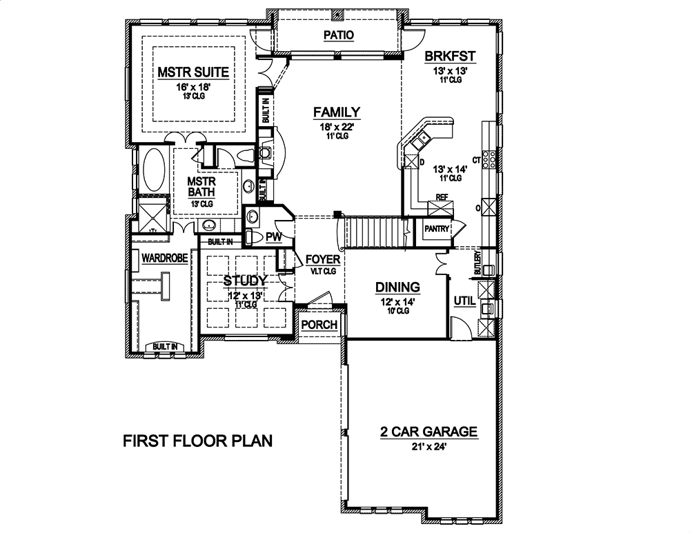 Floor Plan First Story of Craftsman Plan #195-1115