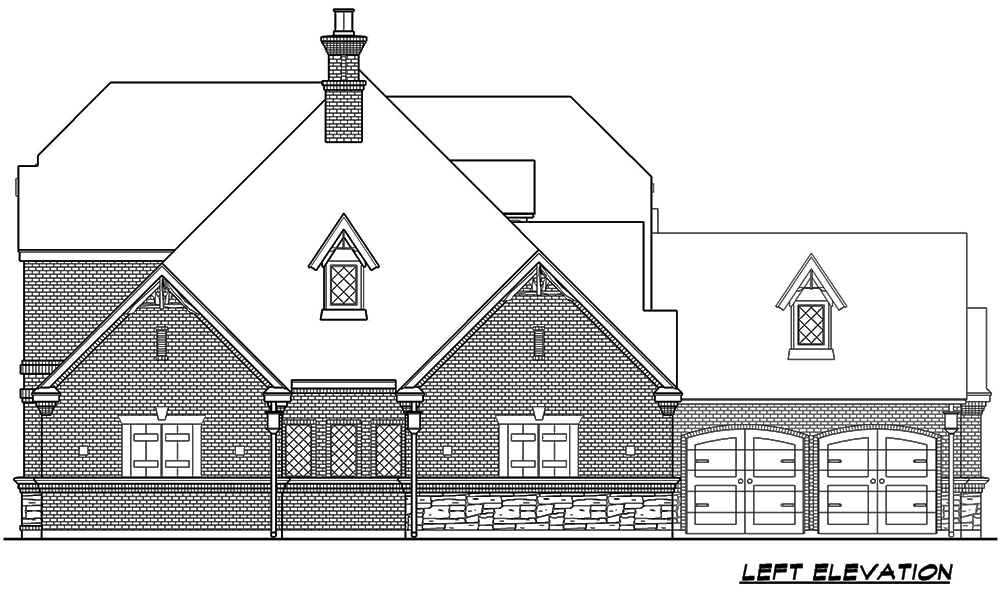 Home Plan Left Elevation of this 3-Bedroom,3546 Sq Ft Plan -195-1115