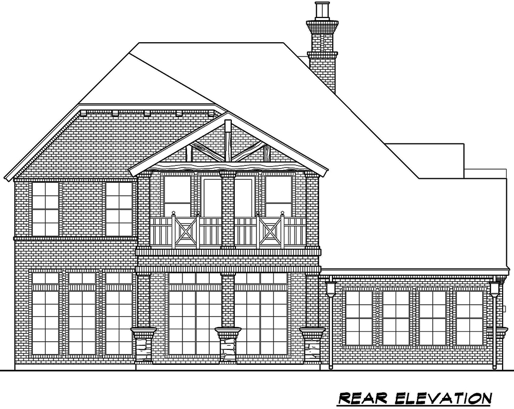 Home Plan Rear Elevation of this 3-Bedroom,3546 Sq Ft Plan -195-1115