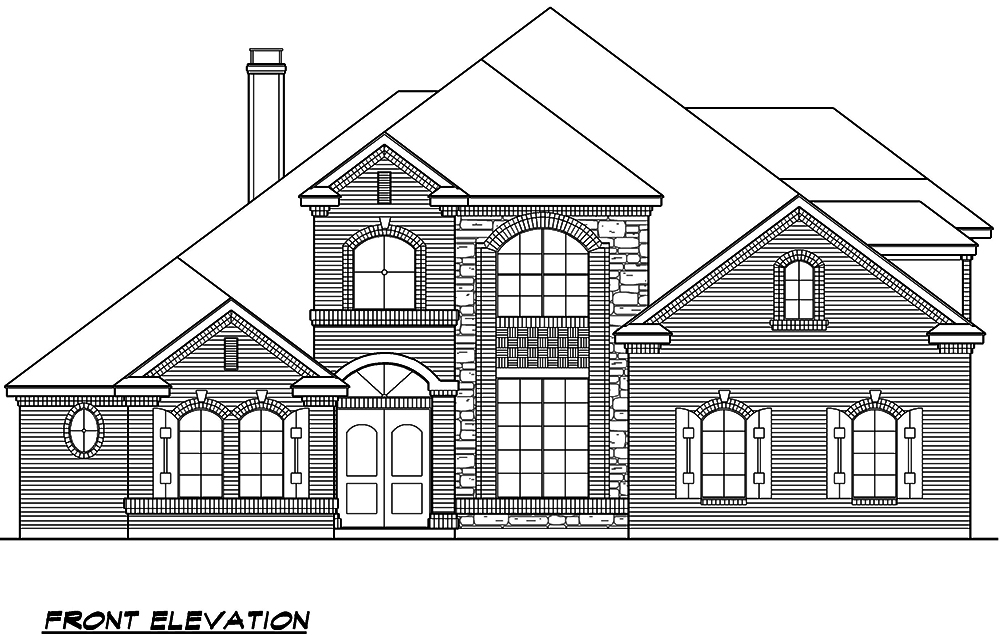 Home Plan Front Elevation of this 4-Bedroom,3784 Sq Ft Plan -195-1116